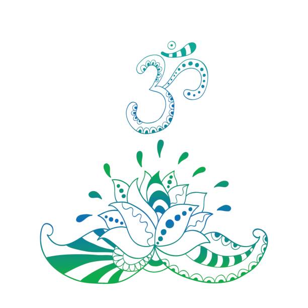 lotus flower silhouette und symbol om. seerose. - hannah stock-grafiken, -clipart, -cartoons und -symbole