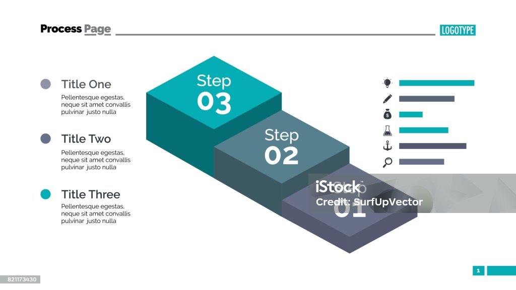 Three Steps Diagram Slide Template Stock Illustration - Download Image ...