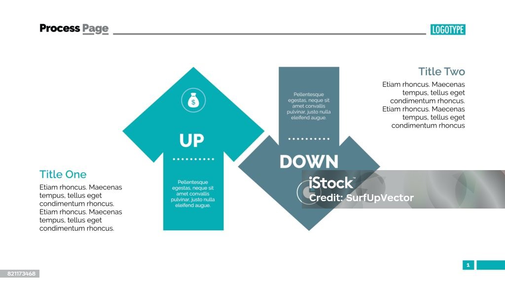Monter et descendre la flèche diagramme modèle de diapositive - clipart vectoriel de Se déplacer vers le bas libre de droits