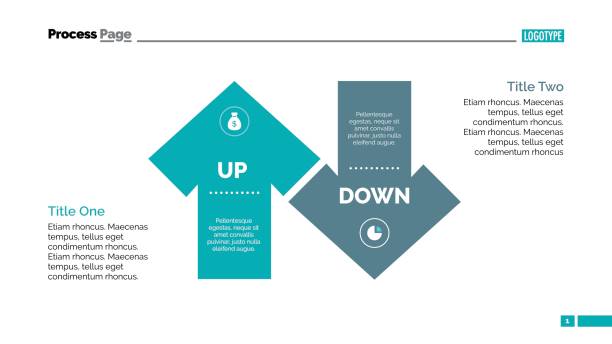 illustrations, cliparts, dessins animés et icônes de monter et descendre la flèche diagramme modèle de diapositive - decline