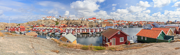 Panoramic view on the fishing village Smögen