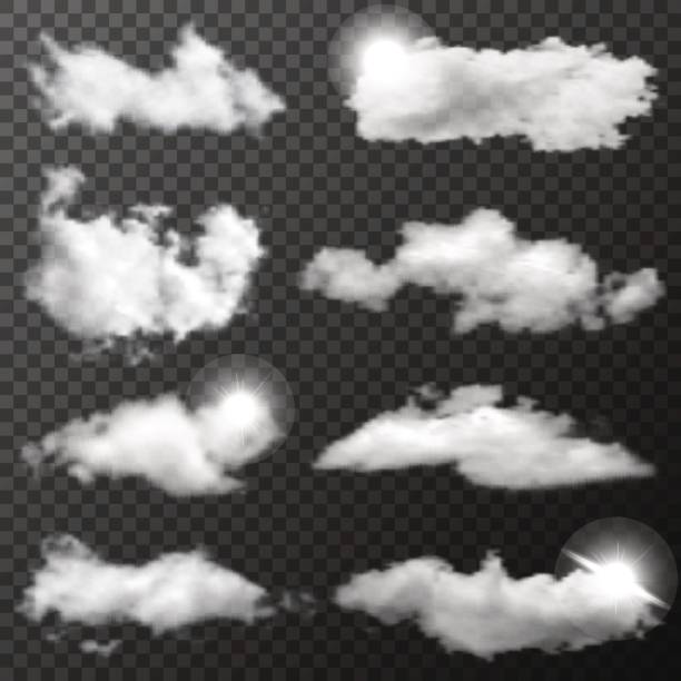 satz von transparenten verschiedenen wolken - air nature high up pattern stock-grafiken, -clipart, -cartoons und -symbole