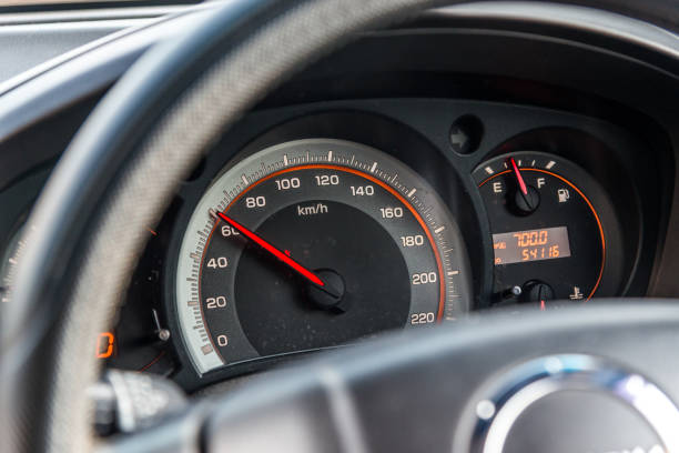 istock 60 Kilometers per hour,light with car mileage,Speed limit,Miles speed car. 821180800