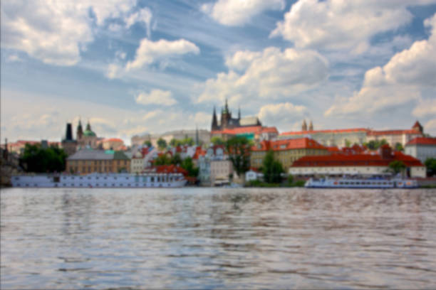 Blurred background of Prague, Czech Republic.