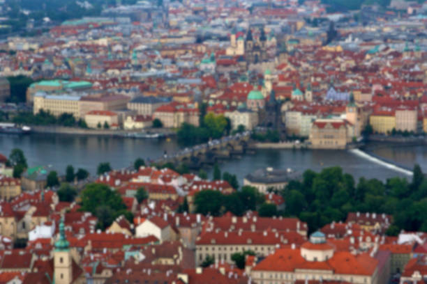 Blurred background of Prague, Czech Republic.
