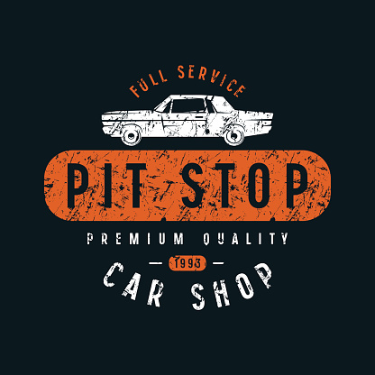 Pit stop emblem. Graphic design for t-shirt