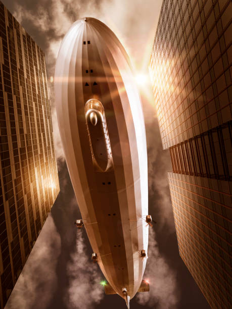istock Airship over the city 821193698