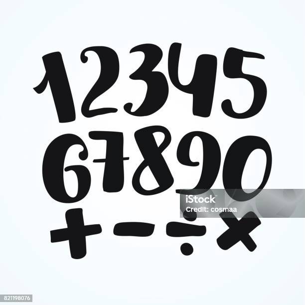 Numbers Style Stock Numbers Set In Hand Drawn Calligraphy Style Vector Design Template ...