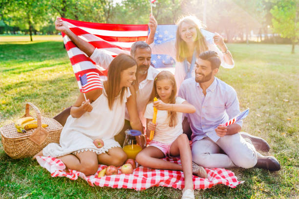 istock Multi Generation  Family Having Fun With Bubbles during picnic 821199490