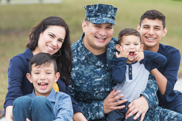 istock Hispanic military man with his family 821199564