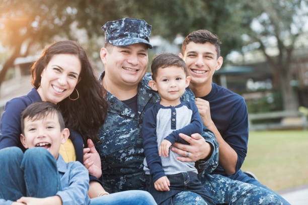 istock Hispanic military man with his family 821199858