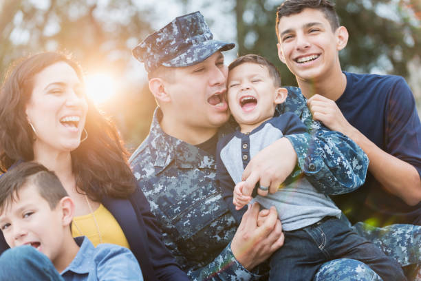 istock Hispanic military man with his family 821199938