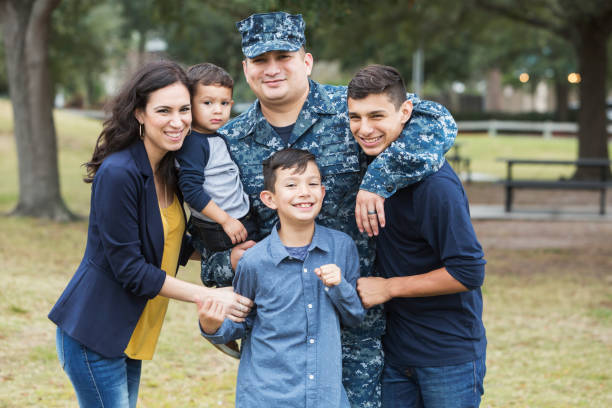 istock Hispanic military man with his family 821200006