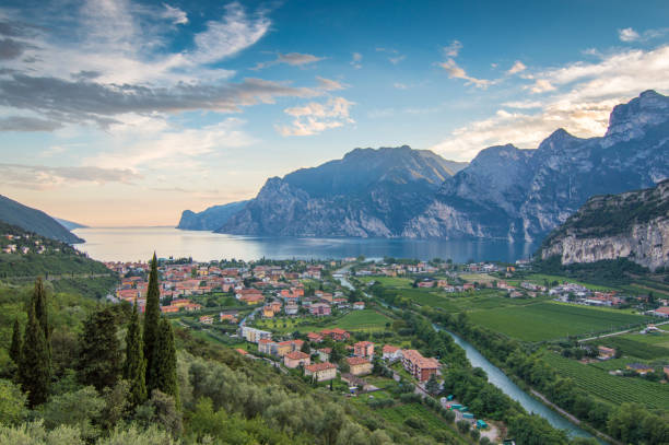 istock Torbole and sarca river at lake garda during sunset 821209786