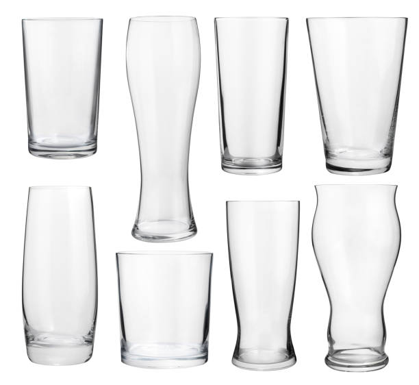 Set of glasses Collection of empty glasses for alcohol and soft drinks tumbler glass stock pictures, royalty-free photos & images