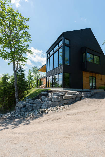 istock Beautiful modern house in the forest. 821220952