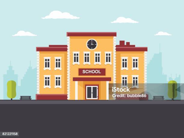 School Building Stock Illustration - Download Image Now - School Building, Education, Building Exterior