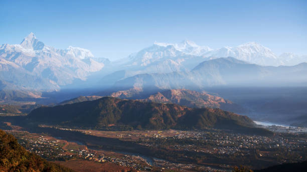 istock Himalayan mountains from Sarangkot hill, Pokhara, Nepal 821221232