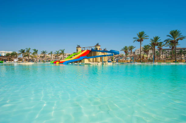 istock Large swimming pool at luxury tropical hotel 821224930