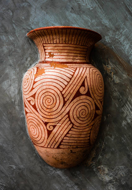 Earthenware of Ban Chiang World Heritage on wall background