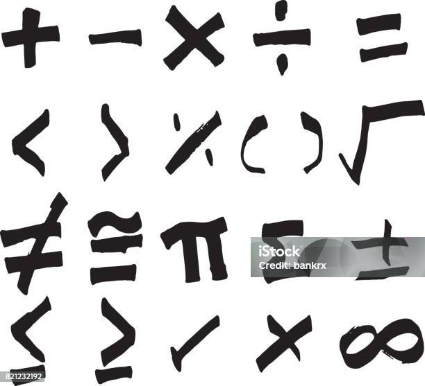 Satz Von Hand Zeichnungssymbol Schwarz Mathematik Stock Vektor Art und mehr Bilder von Plus-Zeichen - Plus-Zeichen, Mathematik, Schild
