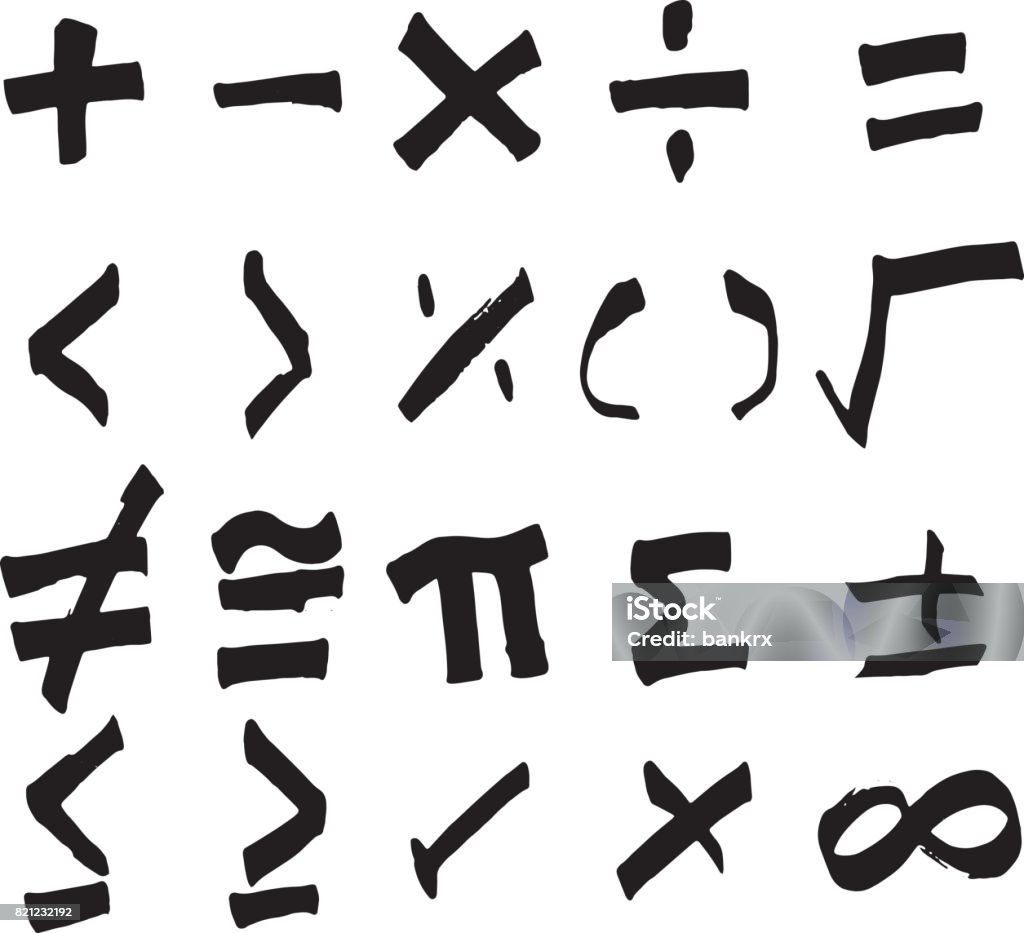Signe Ensemble Math Ensemble De Symboles De Mathématiques Noir Dessin Main Vecteurs libres ...
