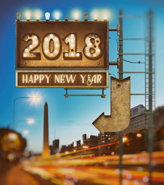 istock Billboard Happy new Year 2018 Buenos Aires Argentina 821235458