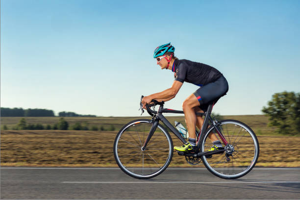 istock Man on road bike 821241392