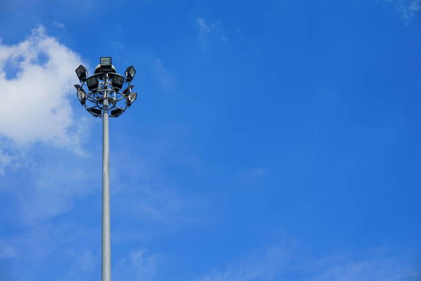 istock Spotlight surrounded with blue sky background in public park 821241988