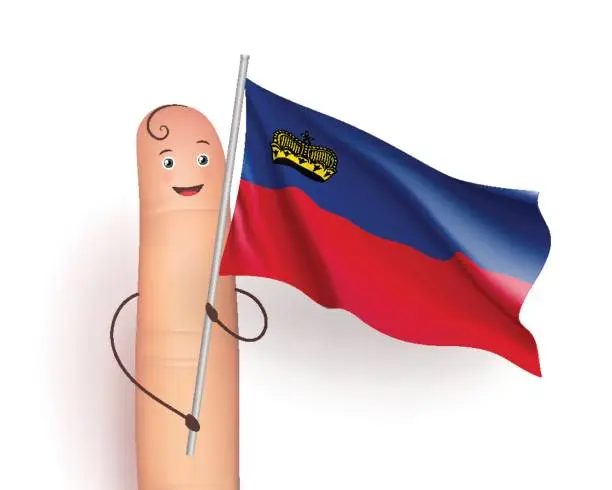 Vector illustration of Liechtenstein flag waving