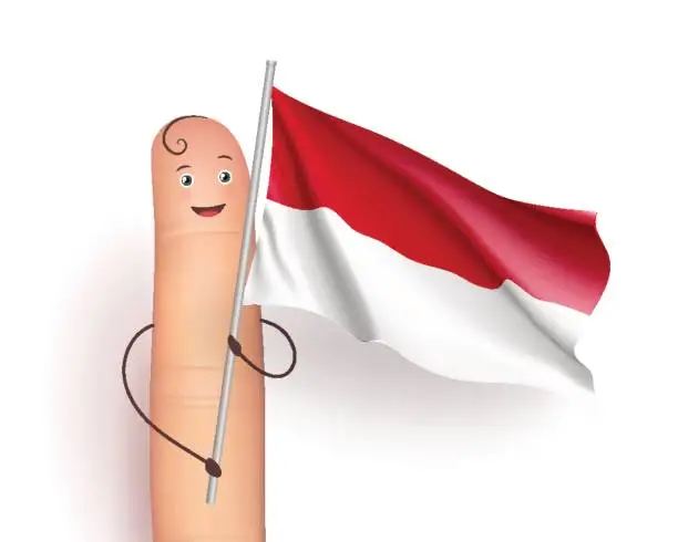 Vector illustration of Monaco flag waving