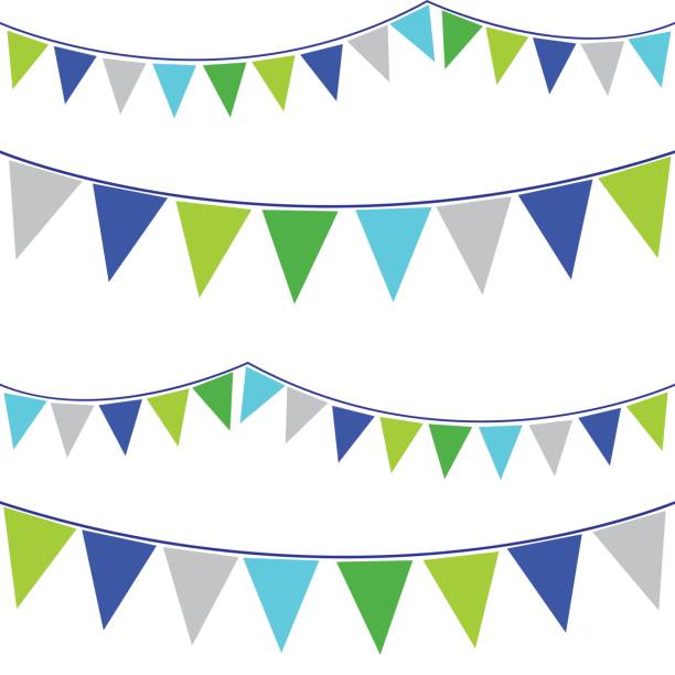 illustrations, cliparts, dessins animés et icônes de décoration de bruant triangle sans soudure - bunting chevron pattern flag