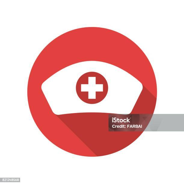 Nurse Hat Flat Icon Stock Illustration - Download Image Now - Nurse, Icon Symbol, Circle