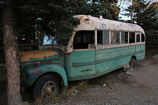 USA, Alaska: The original film bus from Into the Wild