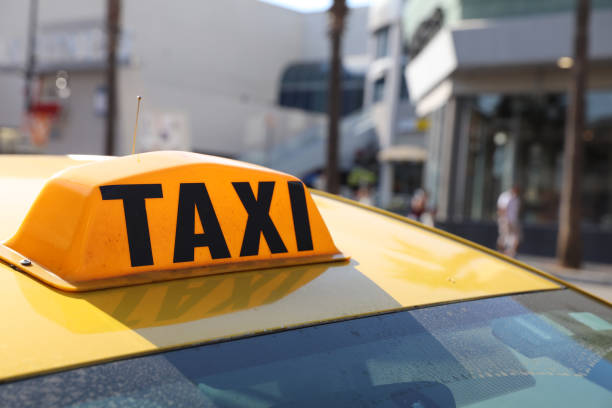 Yellow Cab in Los Angeles. California. USA stock photo