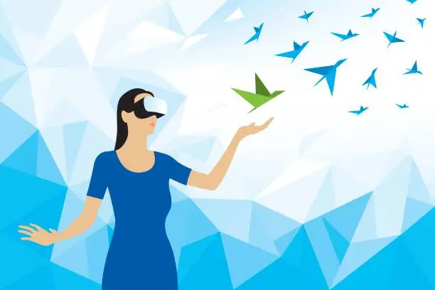 Vector illustration of Virtual reality experience