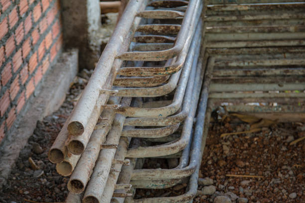 istock Steel scaffolding for construction site in Thailand 821257596