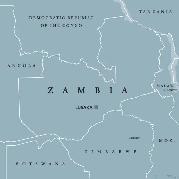 Vector illustration of Zambia political map