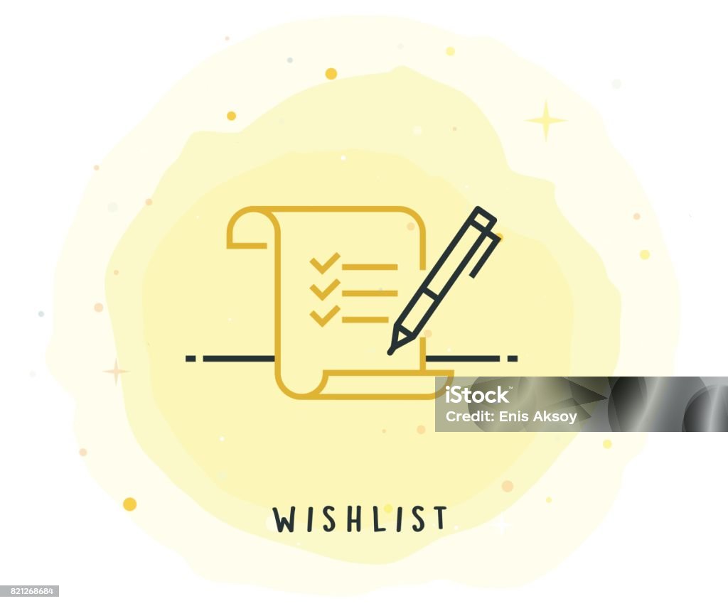 Wunschliste-Symbol mit Aquarell-Patch - Lizenzfrei Wunschliste Vektorgrafik