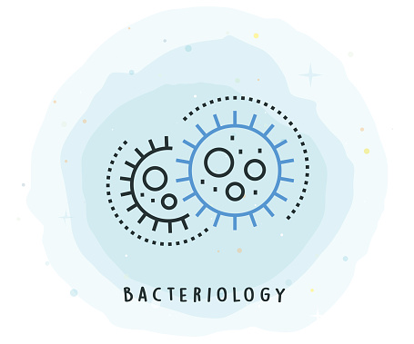 Bacteriology Icon with Watercolor Patch