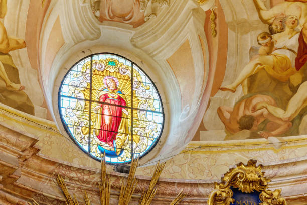 istock Interior monastery in Krtiny, Czech Republic. Virgin Mary, Baroque monument. Architecture, Jan Santini Aichel 821275984