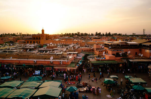istock Evening Djemaa El Fna Square with Koutoubia Mosque, Marrakech, Morocco 821278210