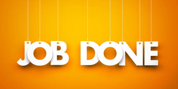 istock Job done. White word on orange background. 3d illustration 821278364