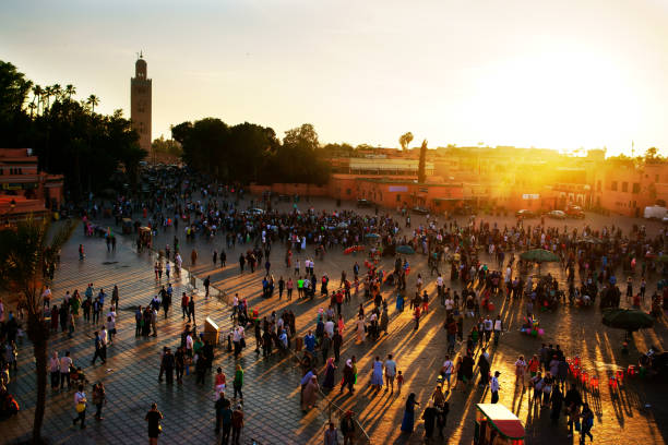 istock Evening Djemaa El Fna Square with Koutoubia Mosque, Marrakech, Morocco 821278516
