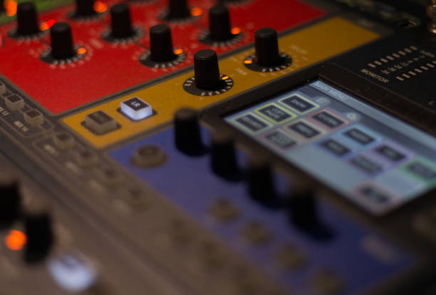 istock details of a mixer console 821281372