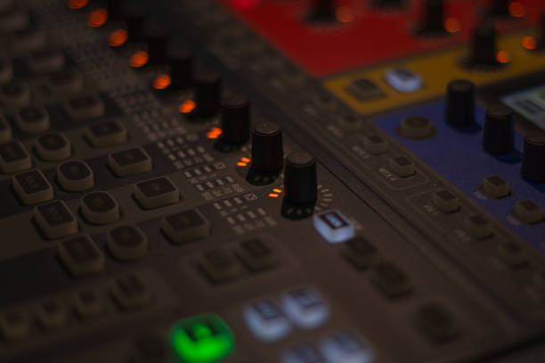 istock details of a mixer console 821281434