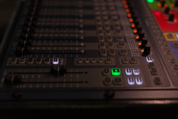 istock details of a mixer console 821281516