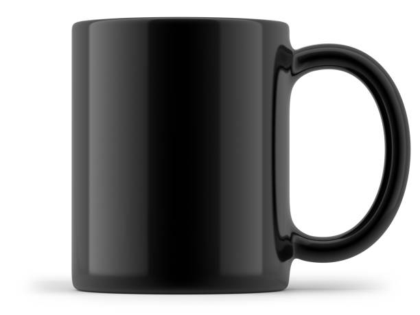 Black Mug Isolated Black Cup Isolated on White Background mug stock pictures, royalty-free photos & images