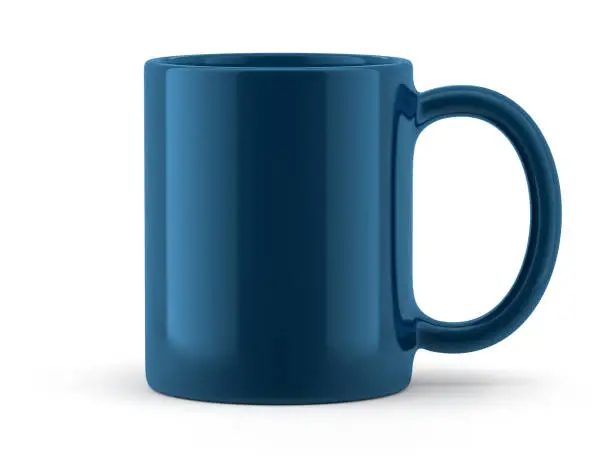 Blue Mug Isolated on White Background