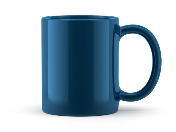 caneca azul isolada - coffee cup mug coffee cup - fotografias e filmes do acervo